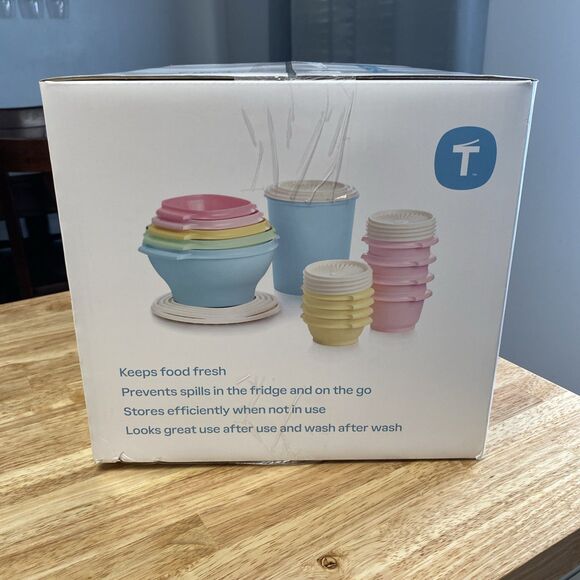 Tupperware Heritage Collection 32 Pc Food Storage Set 16 Pastel Containers New - Picture 4 of 6